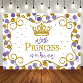 Aperturee - Purple and Golden Crown Princess Baby Shower Backdrop